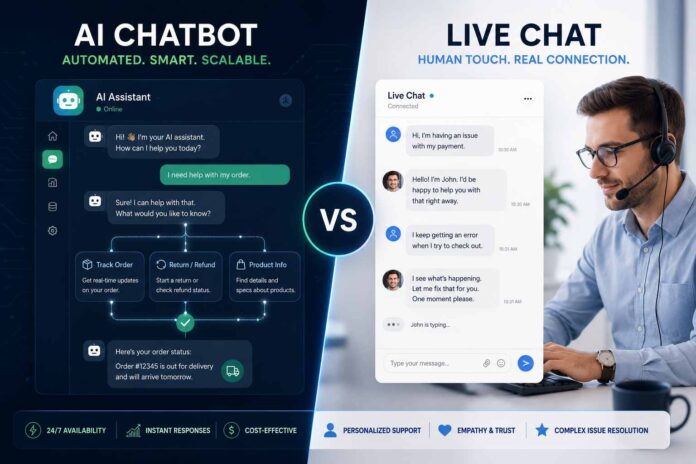 AI chatbots vs live chat tools comparison image