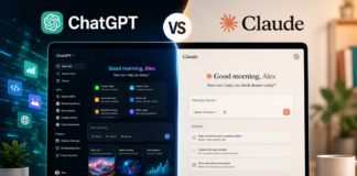 ChatGPT vs Claude AI comparison on laptop screen